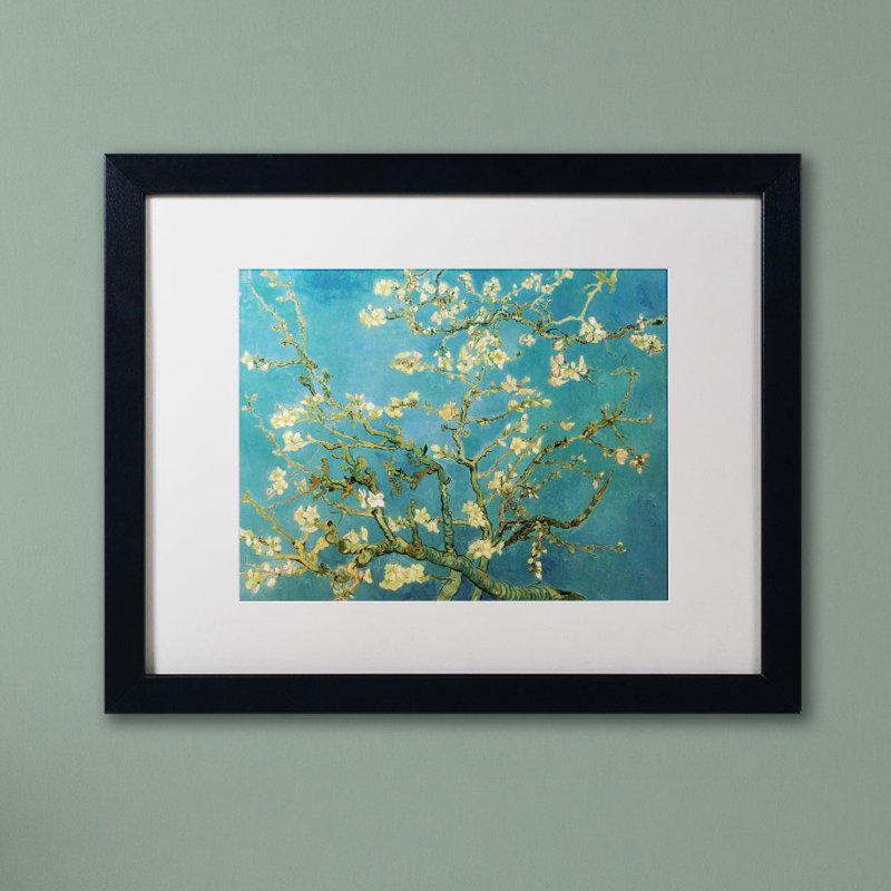 «Almond Branches» par Vincent Van Gogh - reproduction d'art sur toile, H 11 po x l 14 po x P 0,5 po, Noir