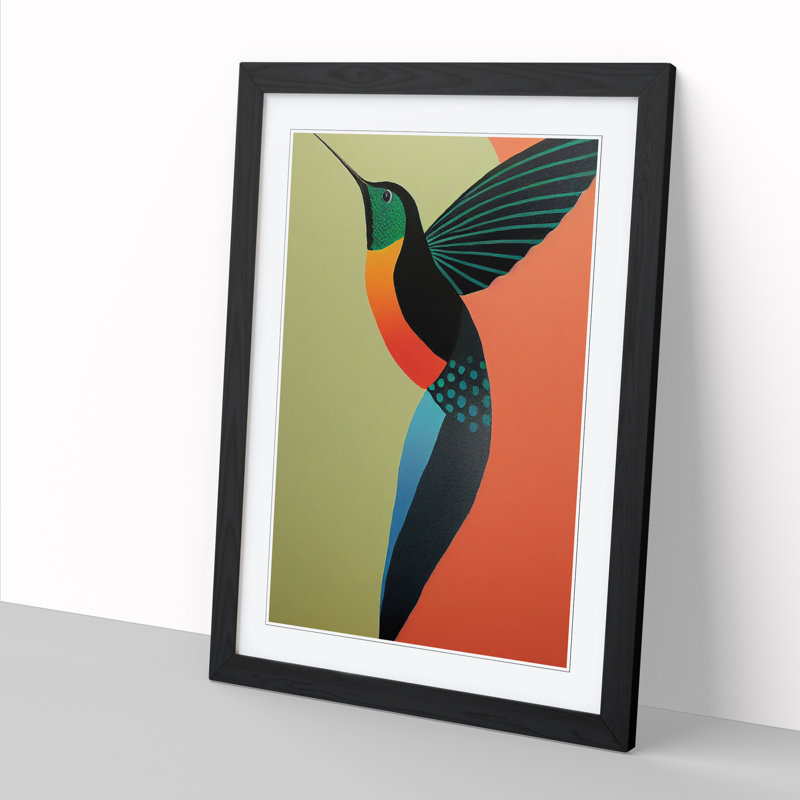 Braefell Hummingbird Minimalism - Picture Frame Print, Black, 46cm H x 34cm W x 2cm D