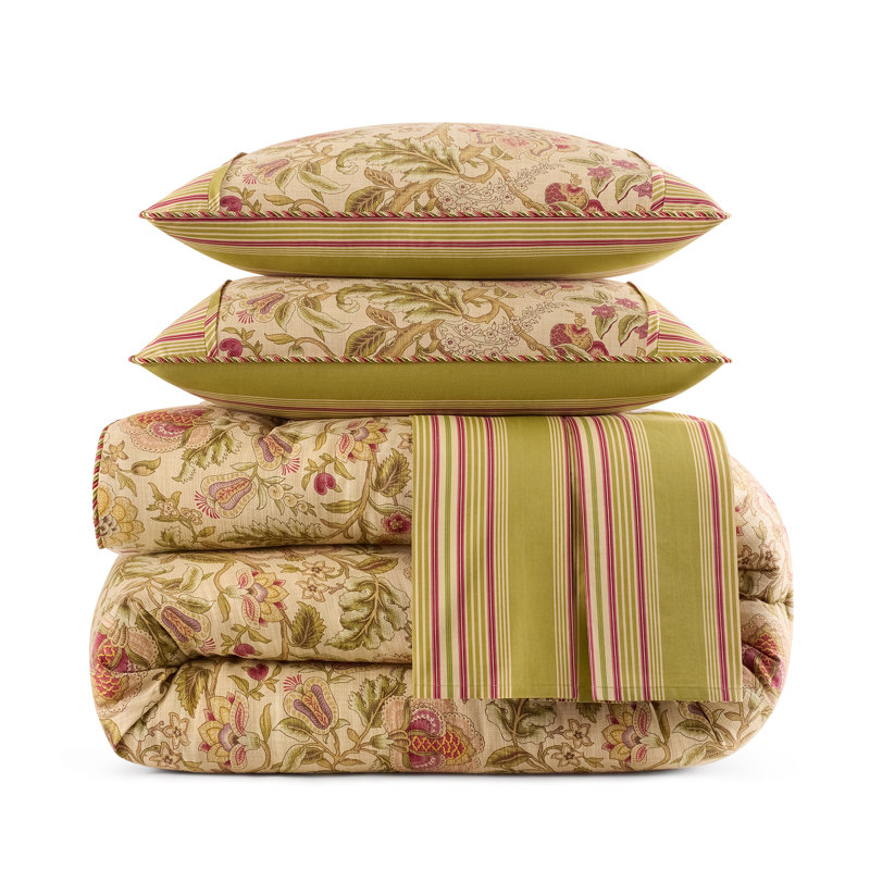 Waverly Imperial Dress 4-Piece 100% Cotton Comforter Set, Imperial Dress 2, King Comforter +  3 Additional Pieces