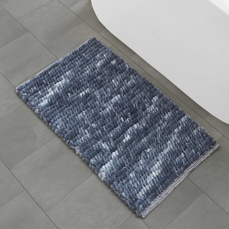 Tapis pour salle de bain en chenille French Color, Bleu, L 32 po x l 20 po