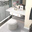 Table basse ronde avec repose-pieds avec plateau rabattable