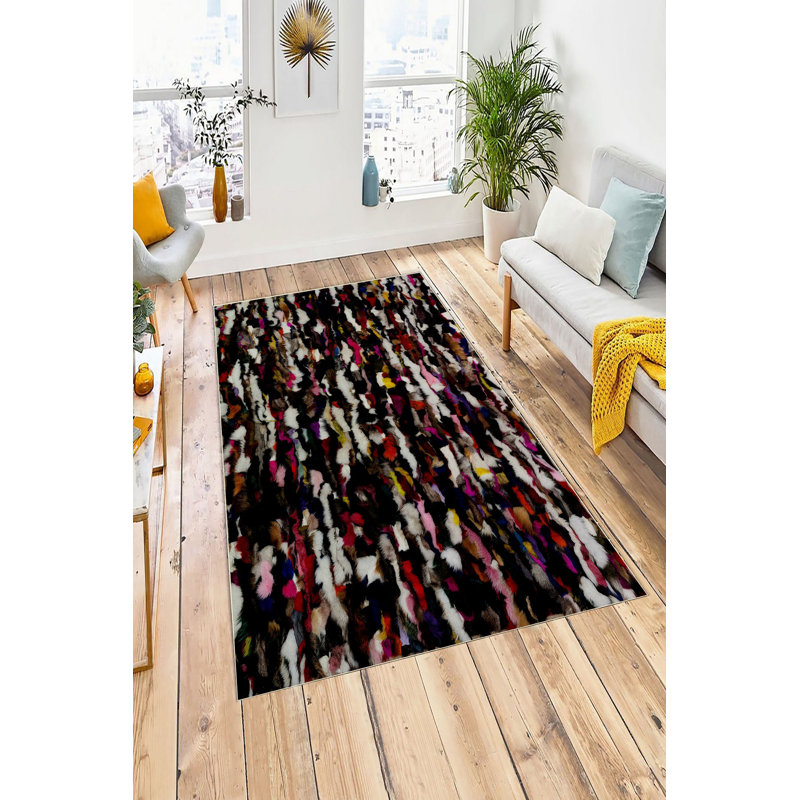 Eco-Friendly Area Rug, 100% Polyester, 5.2 x 7.5 ft | Antibacterial, Non-Slip PVC Dot Underside, 0.16 in Pile Height | Machine Washable, Digital Printed Design | Perfect for Living Room, Bedroom, & Dining Areas