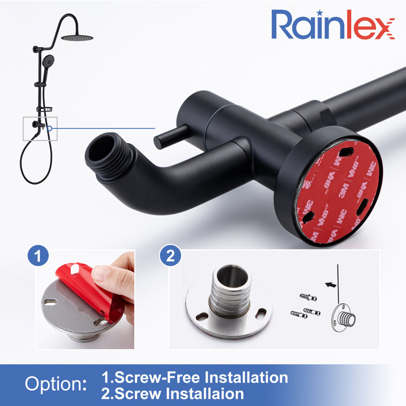 Système de douche à pluie multifonction Rainlex, Noir mat