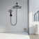 Adjustable 12" Rectangular High Pressure Dual Shower Head with 6-Spray Handheld Shower