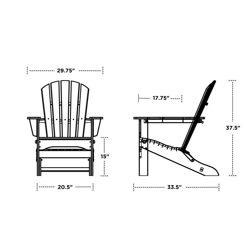 POLYWOOD Palm Coast Folding Adirondack, Black