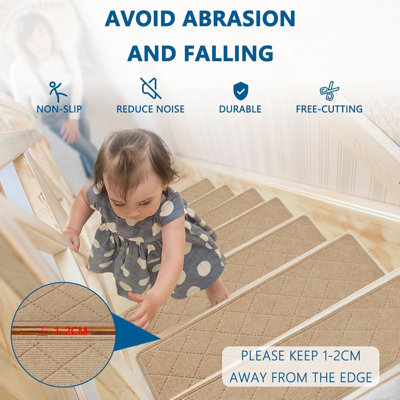 Tapis d'escalier antidérapant pour tapis d'intérieur (ensemble de 15)