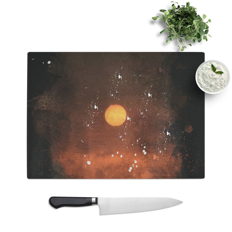 Tempered Glass Sunset on Fire Chopping Board, 20 cm x 28.5 cm