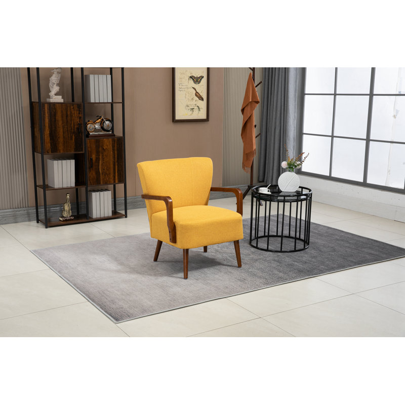 Fauteuil de 26,38 po de large Kardelen, Tissu jaune moutarde