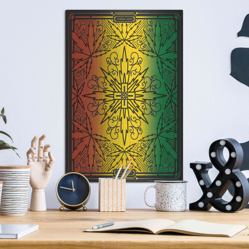 Red Barrel Studio® «420 Rasta» par JJ Brando, art mural en métal, H 16 po x l 12 po