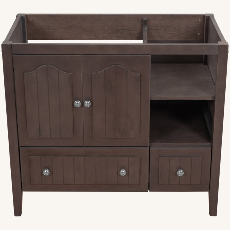 Base de meuble-lavabo 36 po seulement, structure en bois massif, Brun