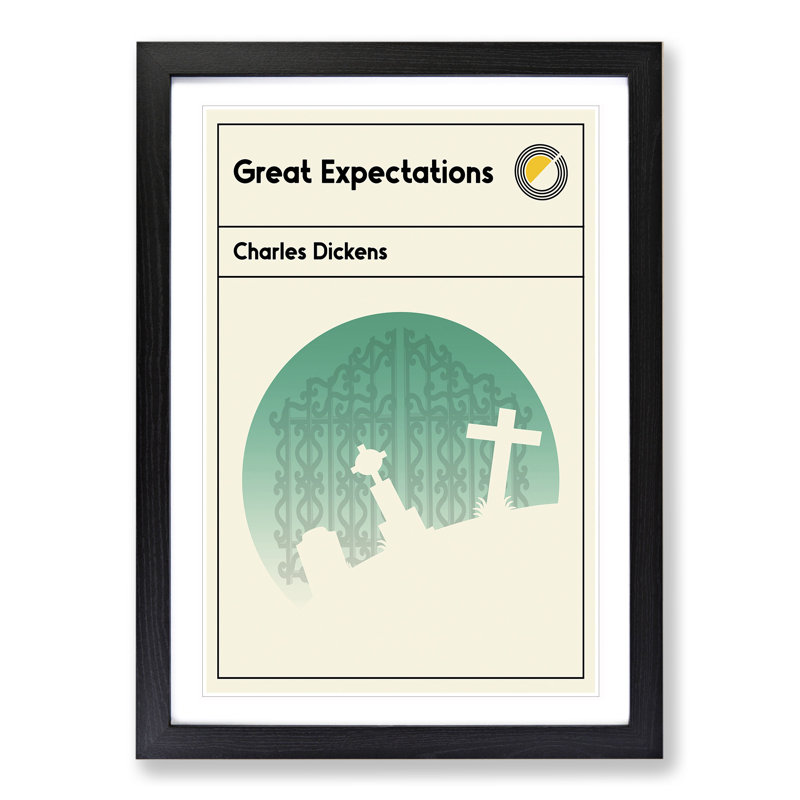 Book Cover Great Expectations Charles Dickens - Picture Frame Graphic Art, Black, 90cm H x 65cm W x 2cm D