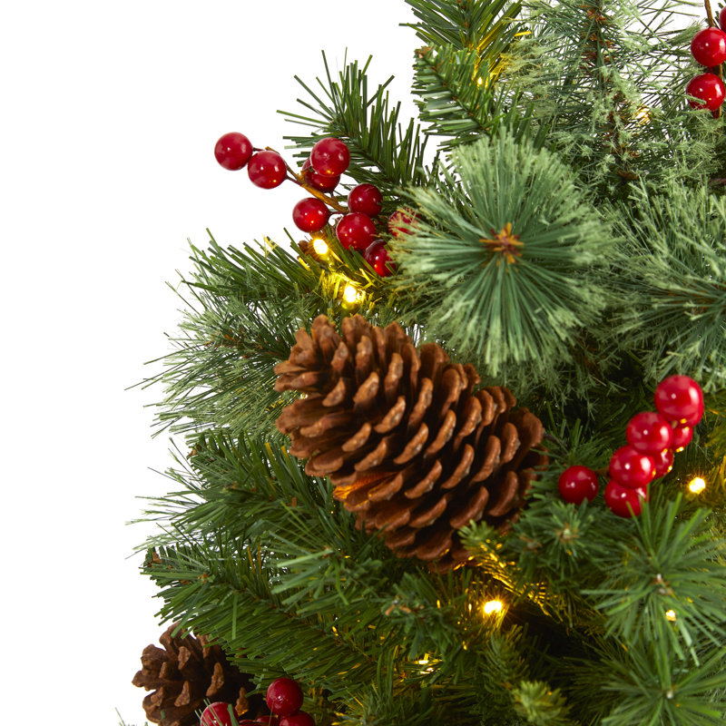 Lighted Artificial Christmas Tree, 4' H