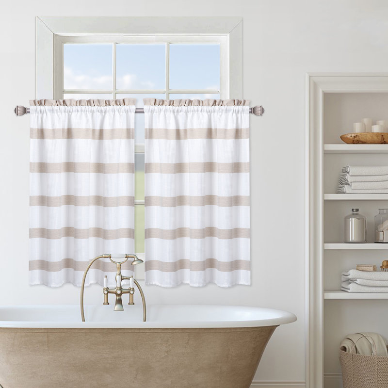 Cantonnière de cuisine, cantonnière rayée teinte en fil pour passe-tringle de salle de bain, L 30 po x L 30 po