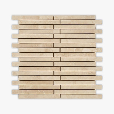 Ivory Honed 5/8x6 Offset Travertine Mosaic