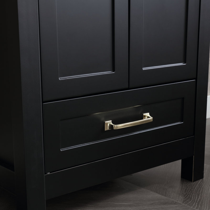 Wimer 24'' Single Bathroom Vanity Sink Combo with Ceramic Top, Faucet, Black