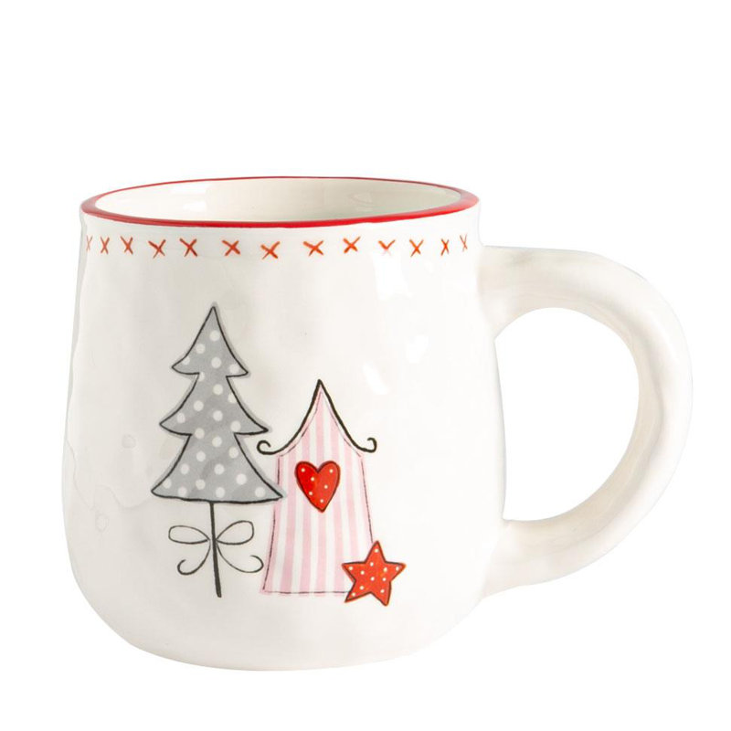 Nicola Spring - Patchwork Christmas Coffee Mugs - 475ml - White, 1