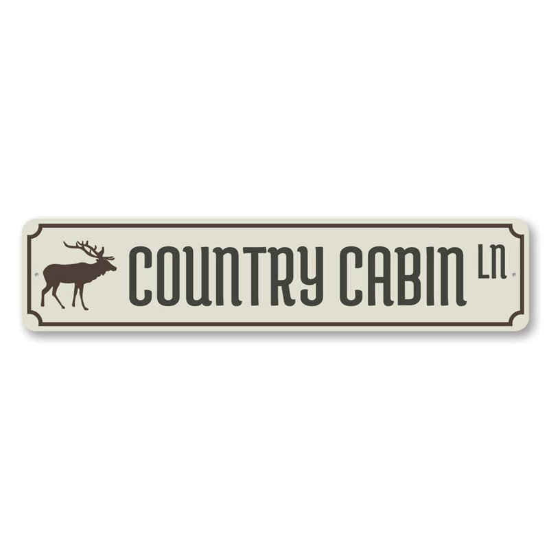 Enseigne en aluminium Country Cabin Lane, H 6 po x l 24 po x P 0,063 po