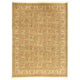 Hand Knotted Wool Oriental Area Rug in Gold And Cream