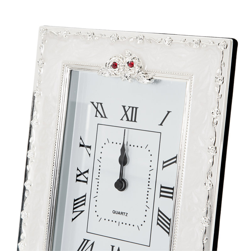 Traditional Roman Numeral Resin Quartz Movement / Crystal Tabletop Clock White