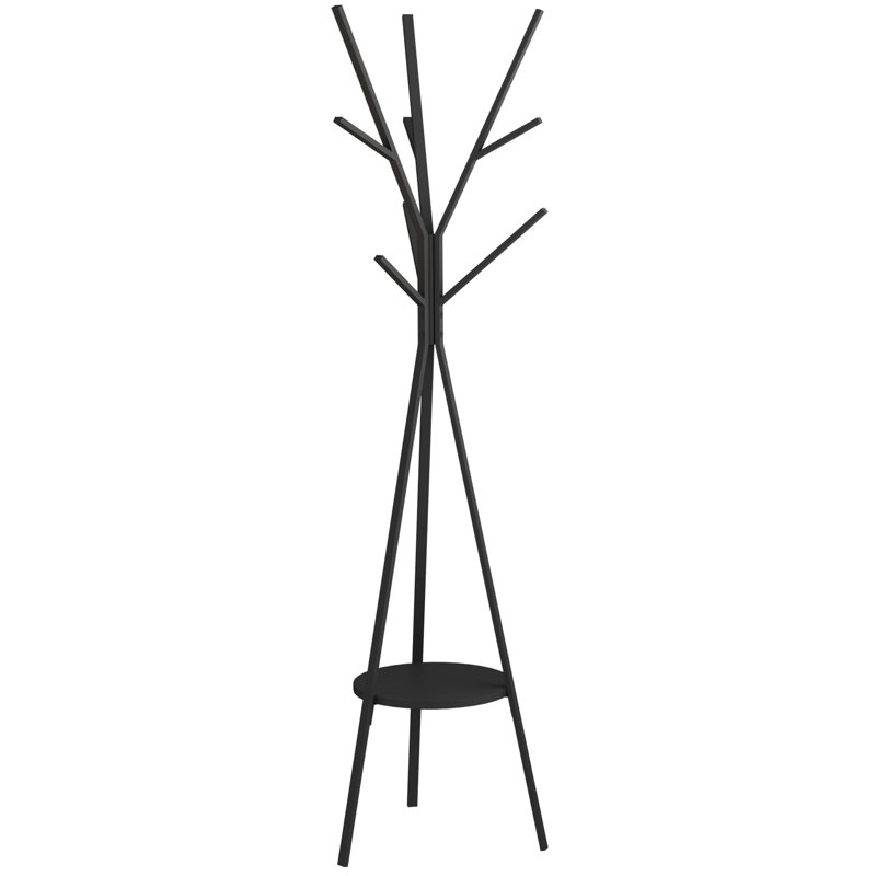 Roshanda Steel Freestanding 9 - Hook Coat Rack, Black