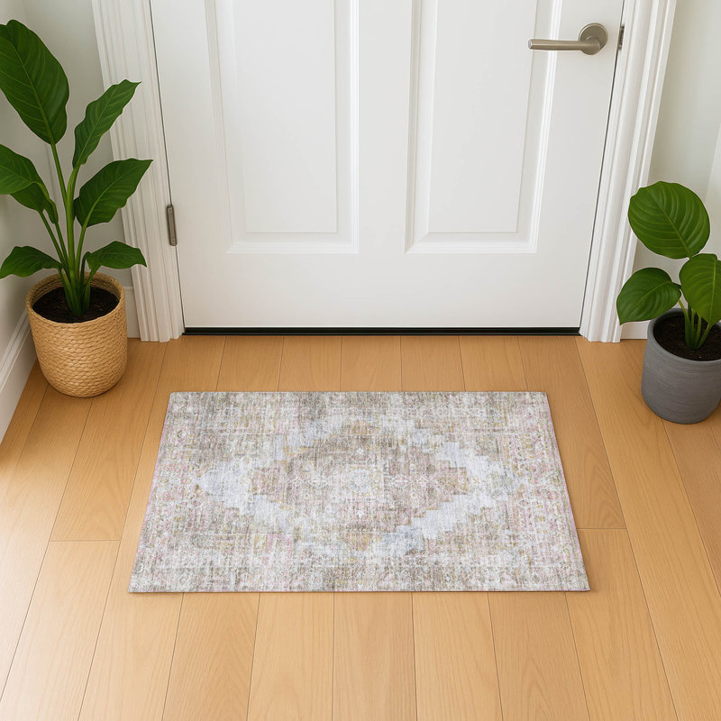 Premium Machine Washable Mayfield AMF2140 global Rug, 1'8" x 2'6", Taupe