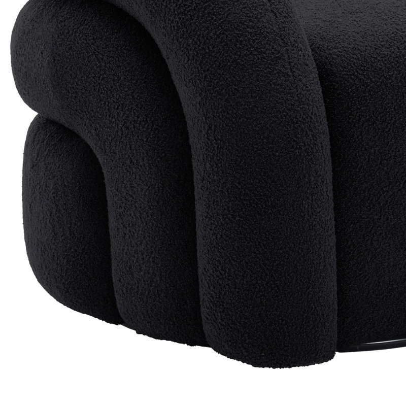 Fauteuil demi-tonneau pivotant rembourré Aunna, Mélange de polyester noir