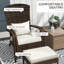 Chaise Adirondack de patio en osier avec repose-pieds, siège d'extérieur confortable avec coussins pour terrasse et jardin, haut dossier, grand siège et accoudoirs, blanc crème-151508042