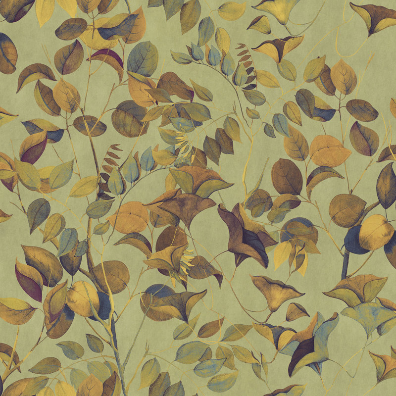 Galerie Designer Walls Leaves Wallpaper, Yellow