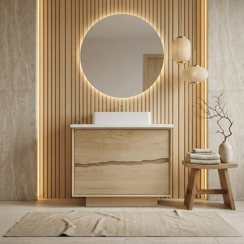Ventura Two-Drawer Single Bath Vanity, 30", American White Oak