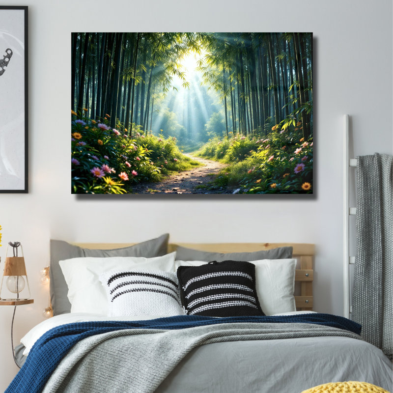 Art floral floral en verre trempé forêt de bambou, 30" H x 40" W