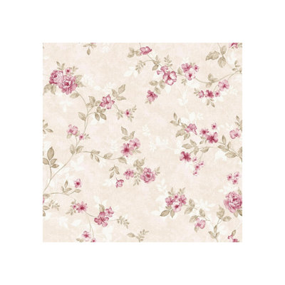 Pink Floral Wallpaper Self Adhesive Botanical Sticky Back Plastic Vinyl Wrap 44.5 X 1000 cm