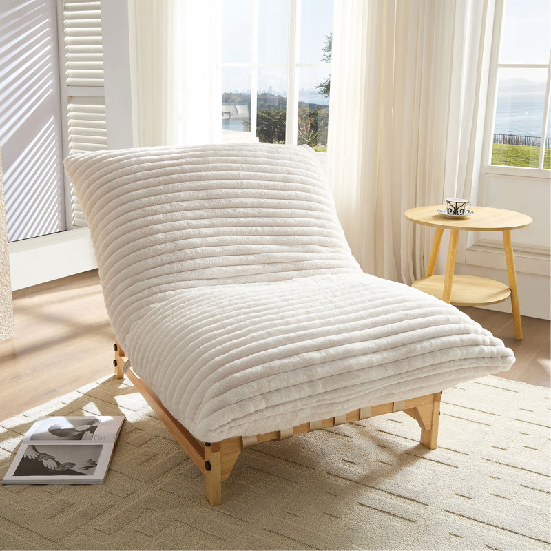 Canapé d'appoint sans accents, canapé simple décontracté, tissu velours côtelé, pour le salon et la chambre à coucher, avec dossier, siège simple, blanc cassé