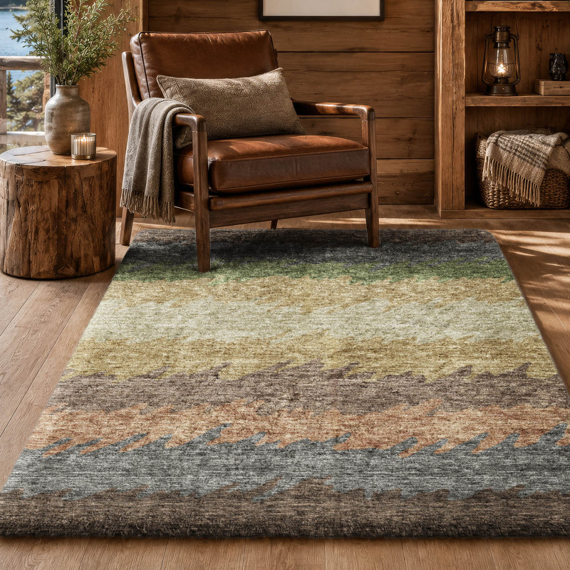 Tapis à rayures Shaggy Dream lavable à la machine de qualité supérieure, Chocolate, 3' x 5'