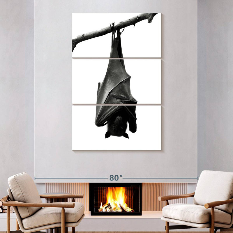 Brampt Monochrome Upside Down Bat, 74" H x 48" W