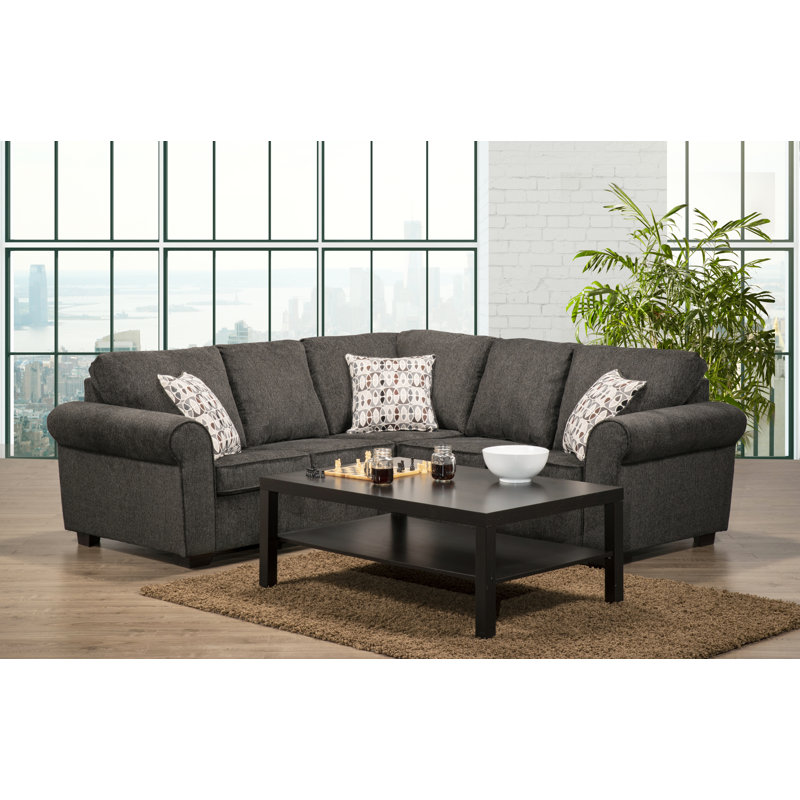 Canapé modulaire de 88 po de largeur, Polyester gris foncé