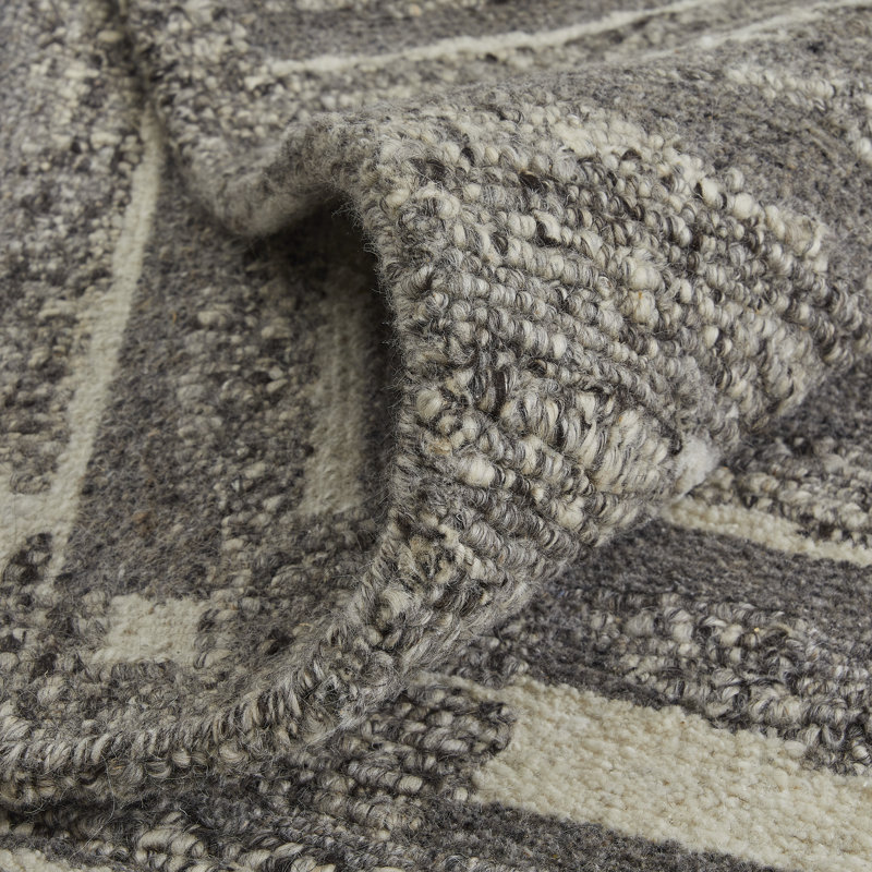 Rectangle Conor Abstract Hand Loomed Wool Area Rug in Gray/Taupe/Ivory, Rectangle 8'6" x 11'6"