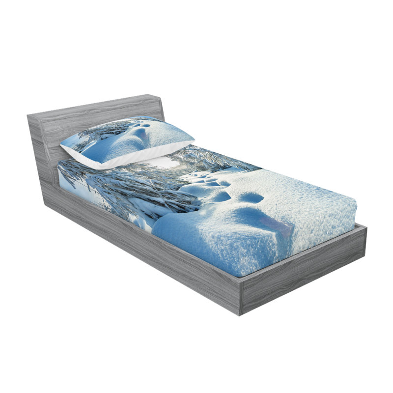 Drap-housse et coussin décoratif Ambesonne, Ensemble de draps pour lit simple + 3 pièces supp