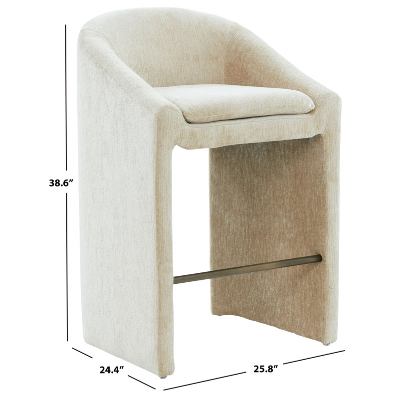 Kagan Chenille Counter Stool, Taupe, Bar Stool (30.7" Seat Height)