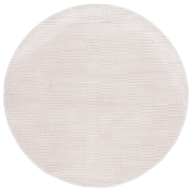 Tapis ivoire / polyester tissé à la machine, Rond 6 pi 7 po