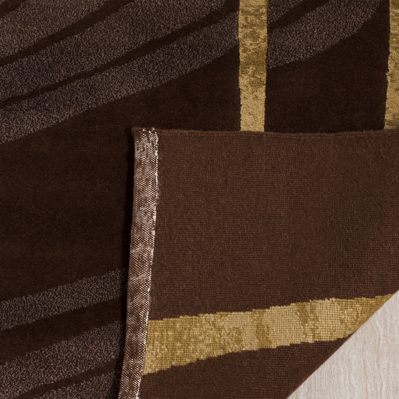 Tibetan Hand Knotted Silk & Wool Pile Abstract Rug, Rectangle 3' x 5'