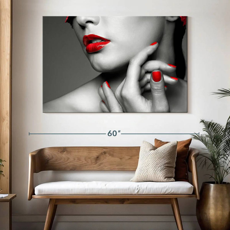 Pop rouge avec les yeux bandés, H 34 po x l 51 po