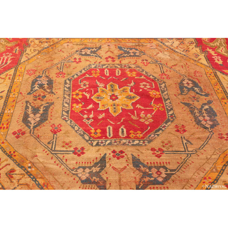 Geometric Antique Turkish Oushak Rug