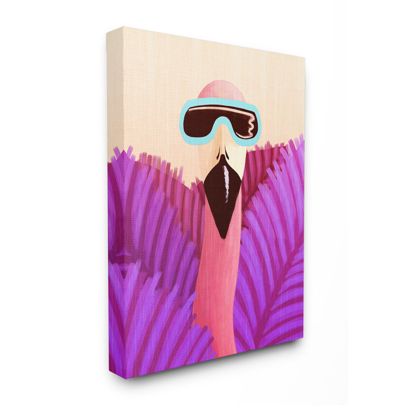 «Whit plus Flamingo en lunettes de soleil et art mauve», H 16 po x l 20 po x P 1,5 po, Toile