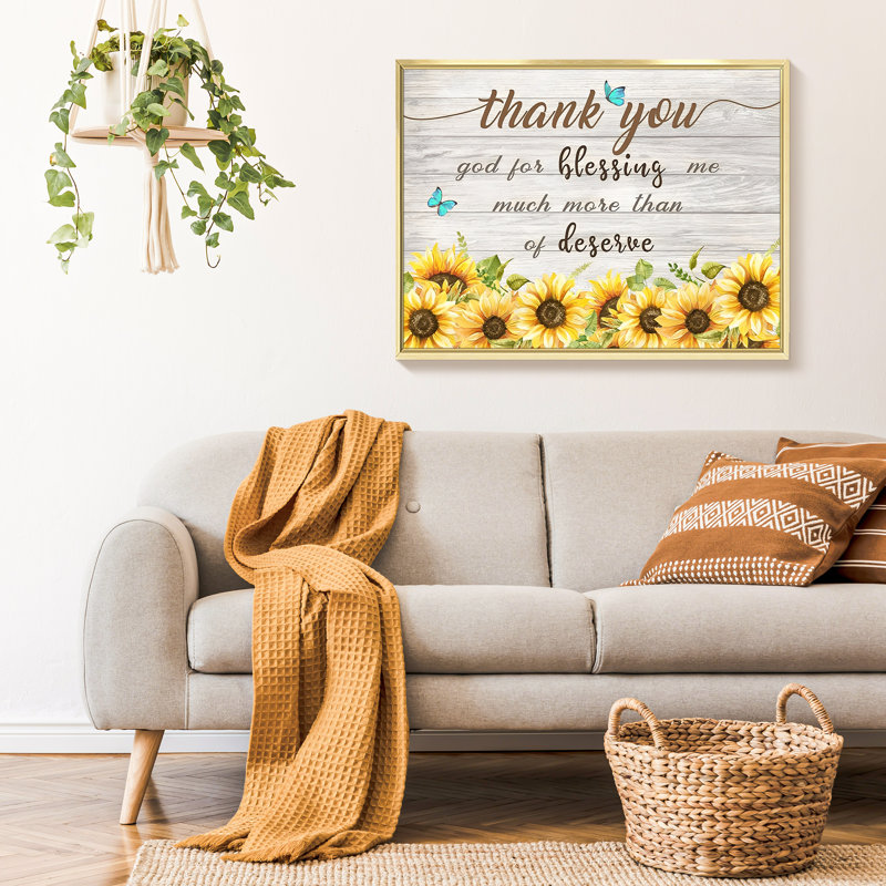 Tournesol 13 - Art textuel sur toile, H 16 po x l 24 po x P 1,5 po, Or