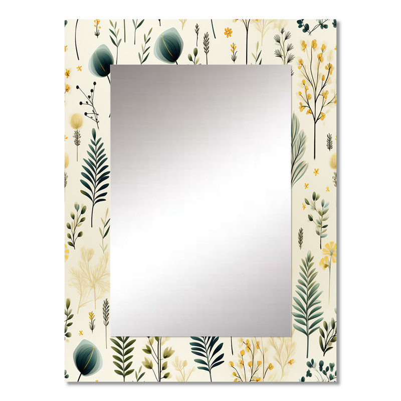 Allye Botanical Harmony - miroir mural unique de plantes, botanique, nature, floral, impression sur métal, 32 po x 24 po