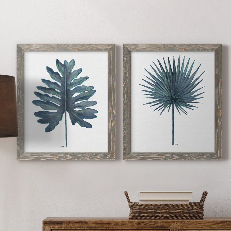 «Blue Oasis I», ensemble de 2 reproductions d'art, H 20 po x l 17 po x P 1 po, Toile avec cadre gris, Pas de tapis
