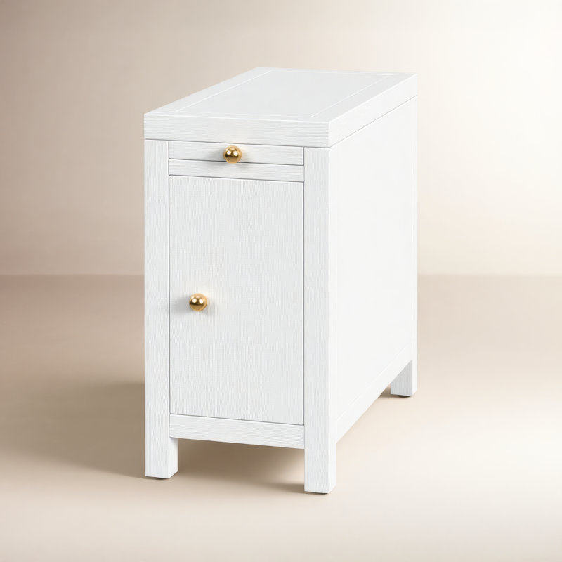 Celine Storage End Table, Textured White
