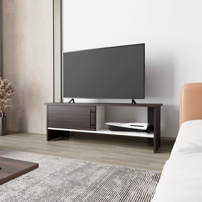 Entertainment Center with a Door and Open Storage