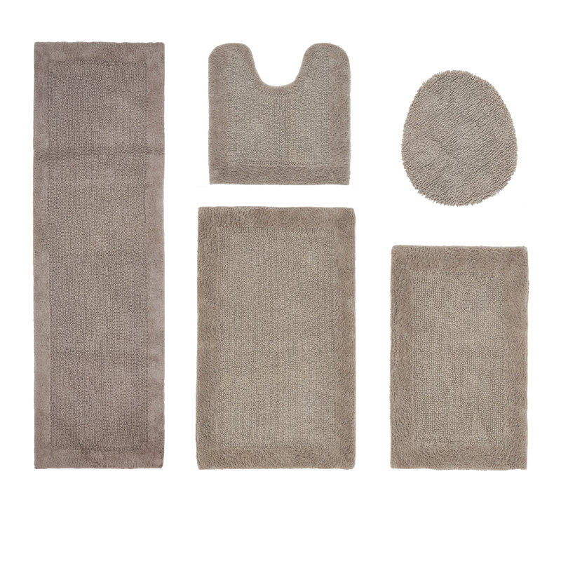 Ensemble de tapis de bain 5 pièces Makayln, 5 Piece (18"x20"|17"x24"|20"x20"|24"x40"|20"x60"), Marine