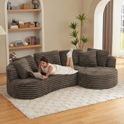 Canapé modulaire surdimensionné moderne en forme de L surdimensionné, canapé-lit minimaliste et confortable pour salon, appartement et réception, aucun assemblage requis